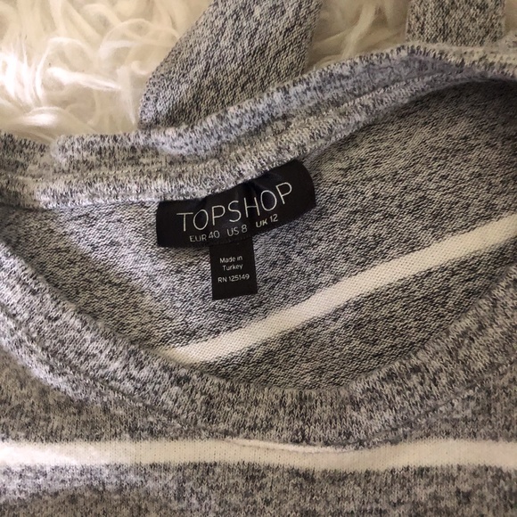 { Topshop } Fleece Tie Waist Striped Dress - Picture 7 of 8